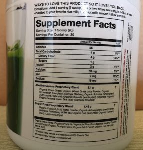 Organifi Green Juice Nutrition Facts Image